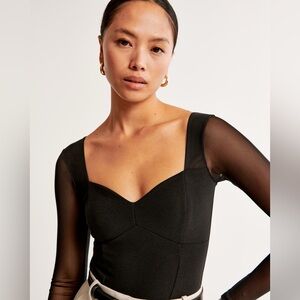 Abercrombie Long Sleeve Mesh Sleeve Bodysuit